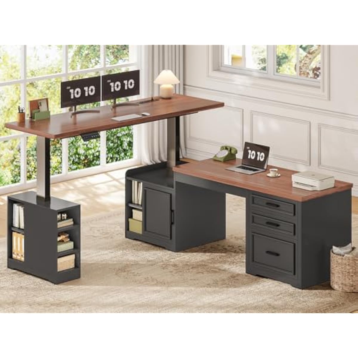 Meja Kerja Elektrik Berbentuk  - Desk Setup L Shaped ulasan dan harga