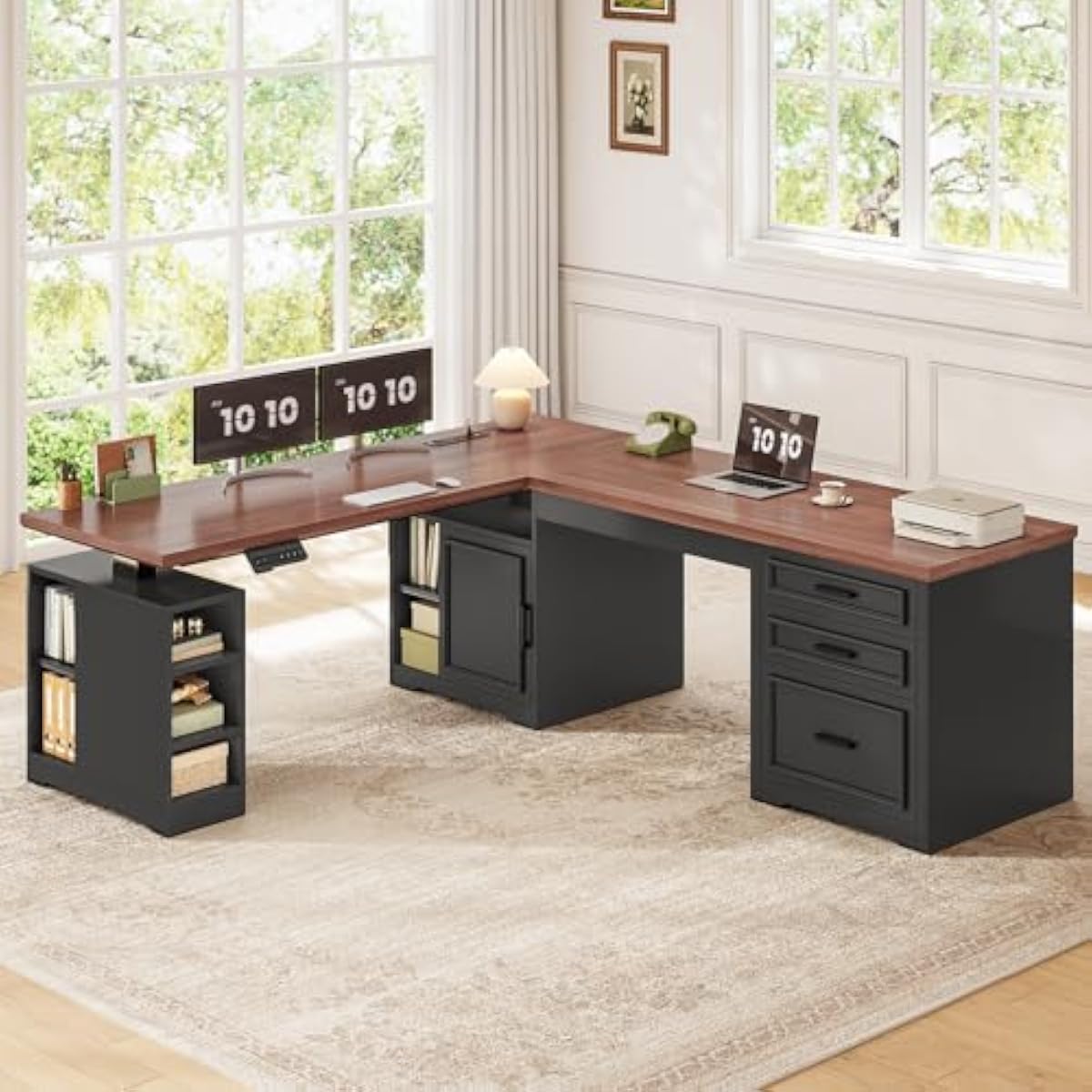 Meja Kerja Elektrik Berbentuk  - Desk Setup L Shaped ulasan dan harga