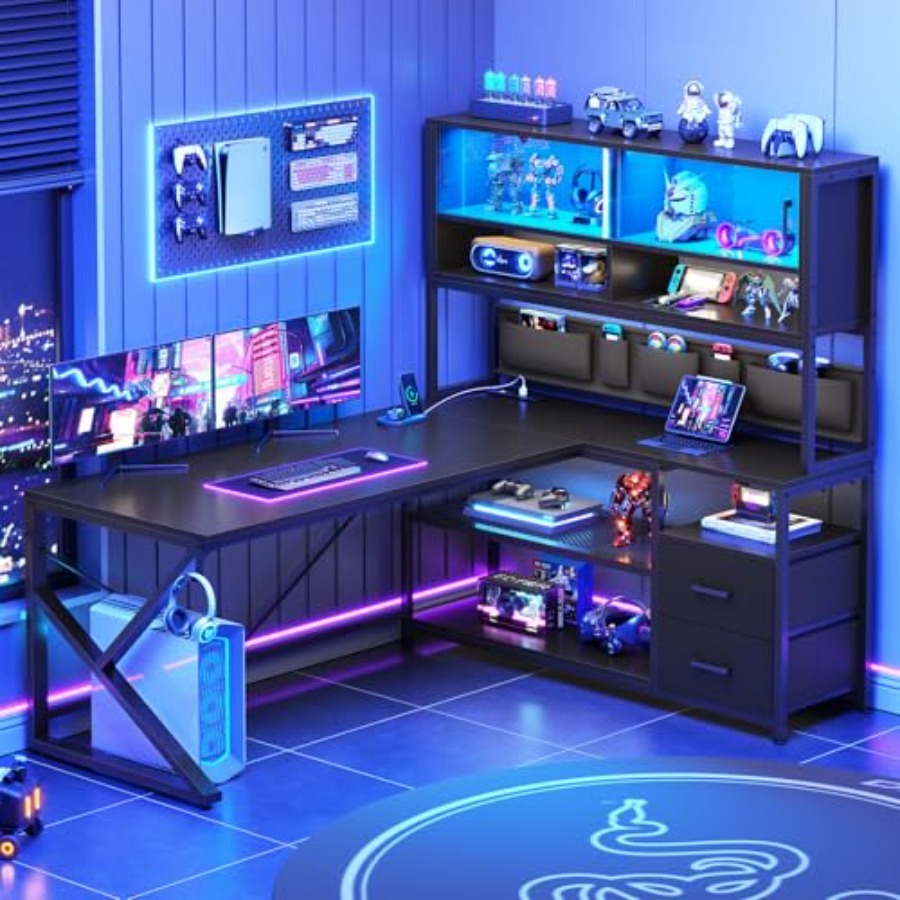 Meja Gaming Berbentuk L dengan - Desk Setup L Shaped ulasan dan harga
