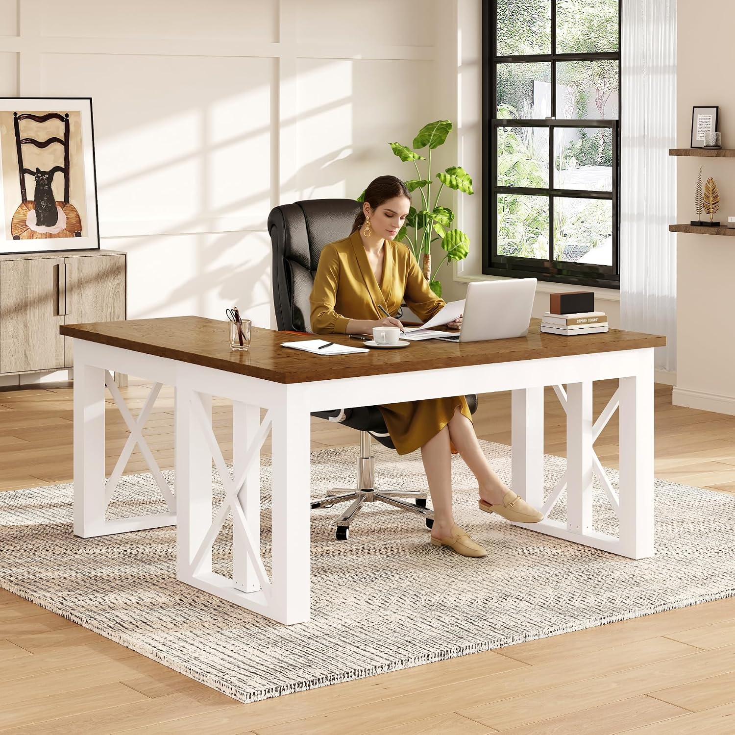 Meja Kerja Berbentuk L dengan  - Desk Setup L Shaped ulasan dan harga
