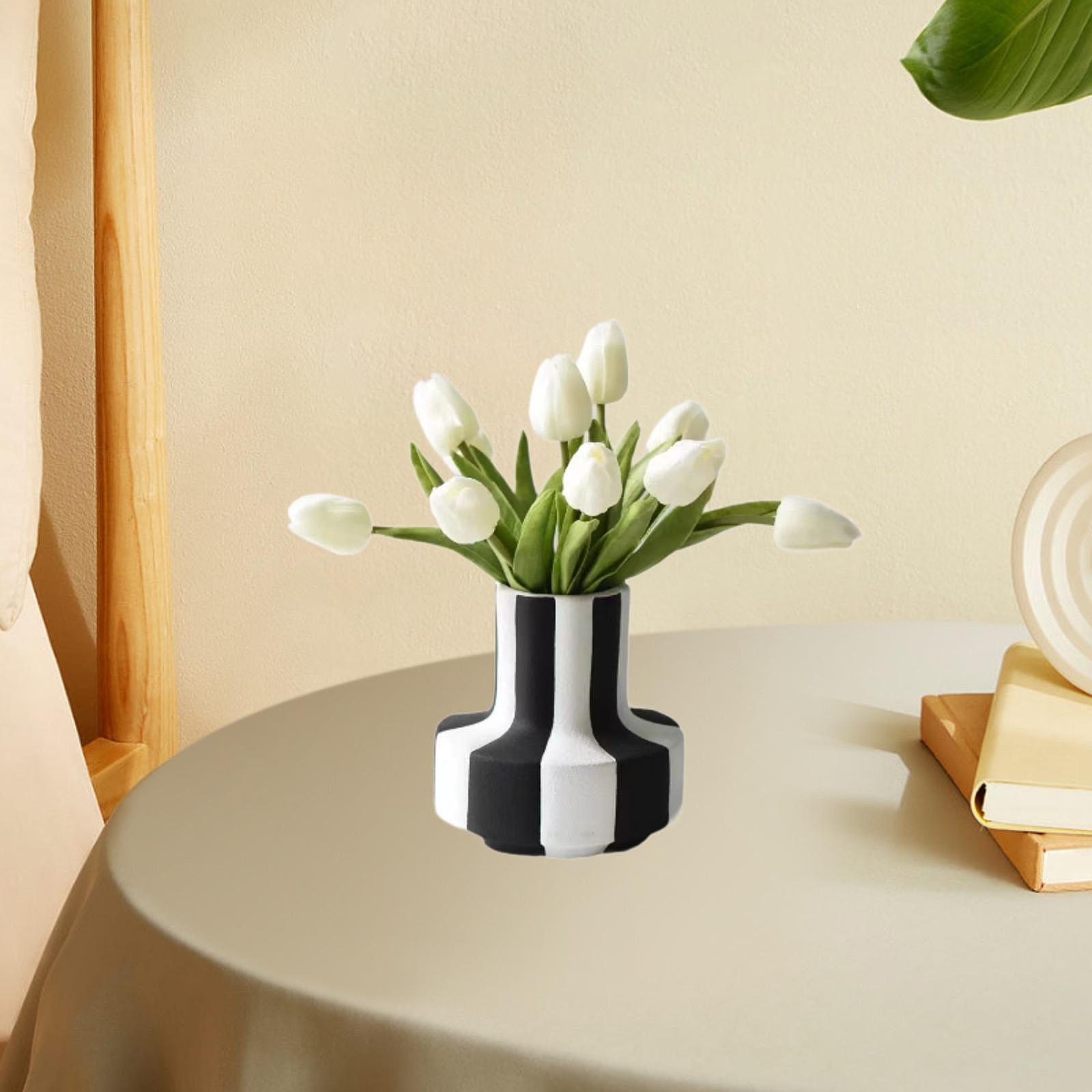 Vas Tanaman Bergaris Hitam Put - Desk Setup Minimalist ulasan dan harga